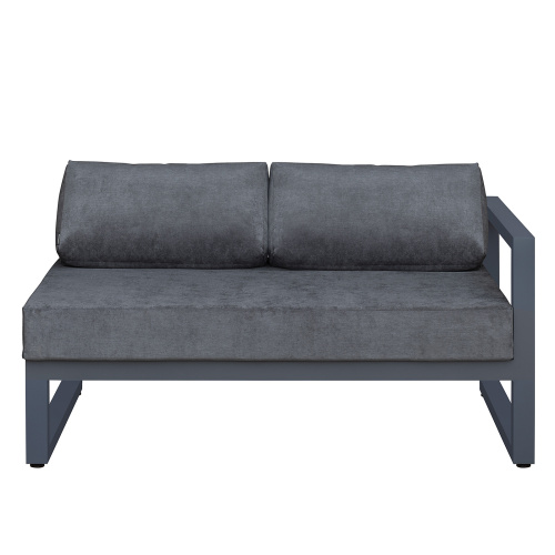 Диван уличный CAPRI модульный с правым подлокотником, алюминий цвет серый, темно-серый велюр