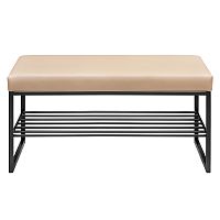 Банкетка RUBY MINI, черный, экокожа Light Beige, 85*40*45