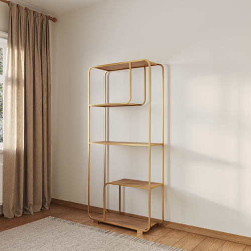 Стеллаж SIENA, золотой, ЛДСП Робиния, 80*30*173 фото 2