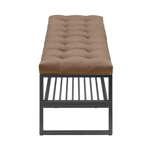 Банкетка RIMINI, черный, Mocco, каретная стяжка, 110*40*45 фото 3