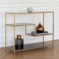 Консоль JAQLENE, золотая, тонированное стекло, 100*35*81