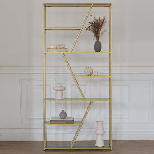 Стеллаж ARNETTA, золотой, тонированное стекло фото 5