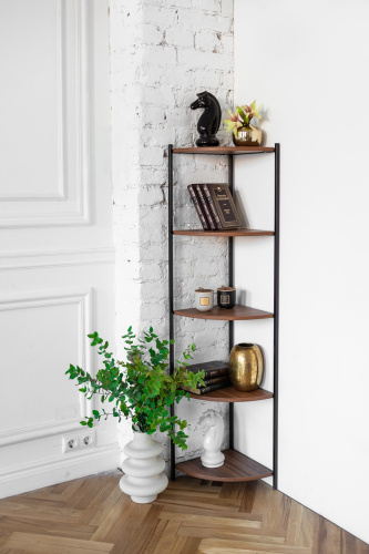 Стеллаж ALLEN, черный, ЛДСП Орех, 33*33*145 фото 16