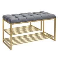 Обувница GARDA PLUS, золотая, Mouse Grey, каретная стяжка, 85*40*52