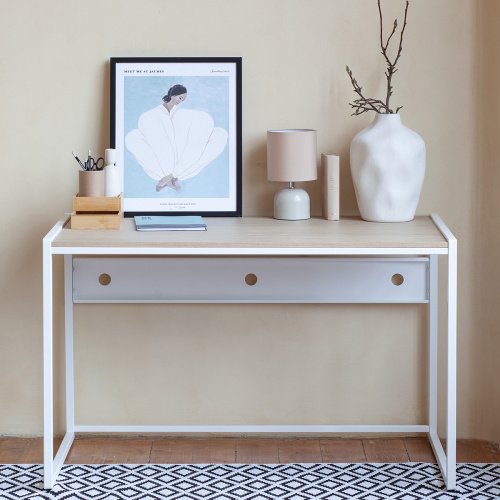 Стол письменный Rimini, белый, ЛДСП Дуб Натуральный, 120*65*75 фото 4