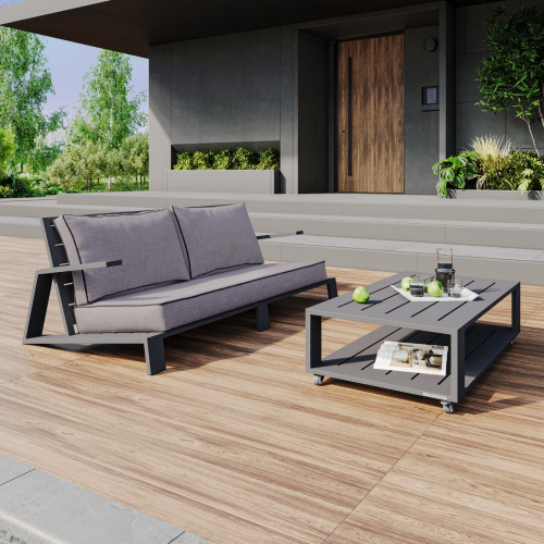 Набор садовой мебели KORFU / 2 предмета: диван, столик / серый (S2A) фото 2