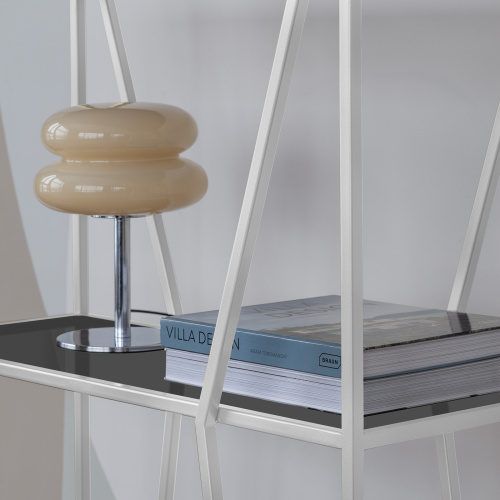 Стеллаж OSLO MINI, белый, тонированное стекло, 80*33*171 фото 4