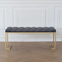 Банкетка OMEGA, золотая, Mouse Grey, каретная стяжка, 110*40*45