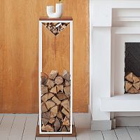 Дровница TORI с полкой, белая, 37*40*120