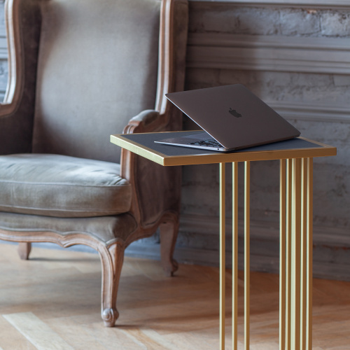 Cтолик кофейный приставной SOHO, золотой, столешница керамика Antracite, 36,5*43*67 фото 2