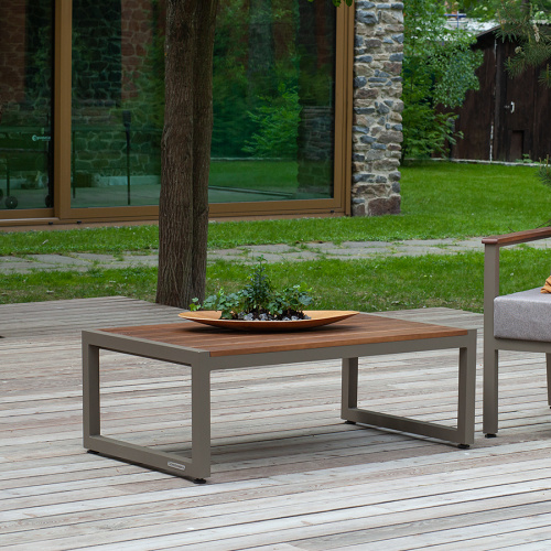 Стол уличный журнальный SANTORINI, алюминий PECAN, дерево фото 2