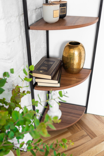 Стеллаж ALLEN, черный, ЛДСП Орех, 33*33*145 фото 12