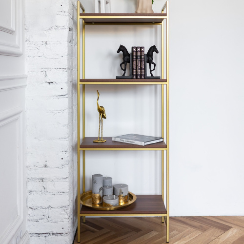 Стеллаж ALTO, золотой, ЛДСП Орех, 55*30*145 фото 3