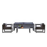 Набор садовой мебели CAPRI / 4 предмета: диван, 2 кресла, столик / серый (S4A)