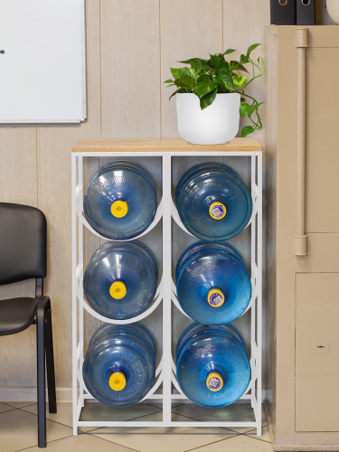 Подставка для 6 бутылок со столиком из дуба, белая фото 2