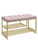 Обувница GARDA PLUS, золотая, Dusty Pink, каретная стяжка, 85*40*52