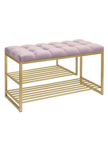 Обувница GARDA PLUS, золотая, Dusty Pink, каретная стяжка, 85*40*52
