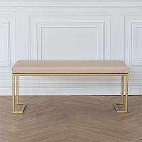 Банкетка OMEGA, золотая, экокожа Light Beige, 110*40*45