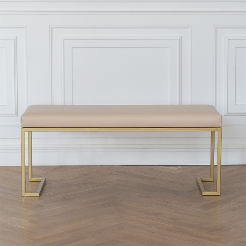 Банкетка OMEGA, золотая, экокожа Light Beige, 110*40*45
