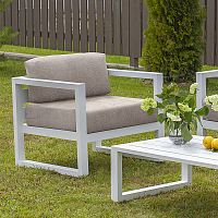 Кресло уличное CAPRI, алюминий белый, пепельно-коричневая рогожка