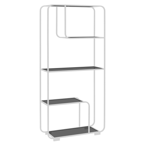 Стеллаж SIENA, белый, тонированное стекло, 80*30*173