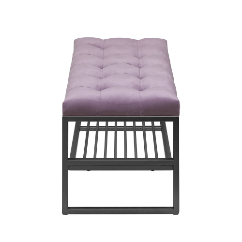 Банкетка RIMINI MINI, черный, Dusty Pink, каретная стяжка, 85*40*45 фото 3