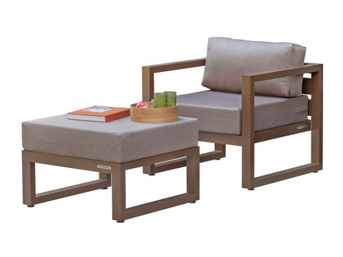 Набор садовой мебели CAPRI / 2 предмета: кресло, пуф / коричневый (S1B) фото 21