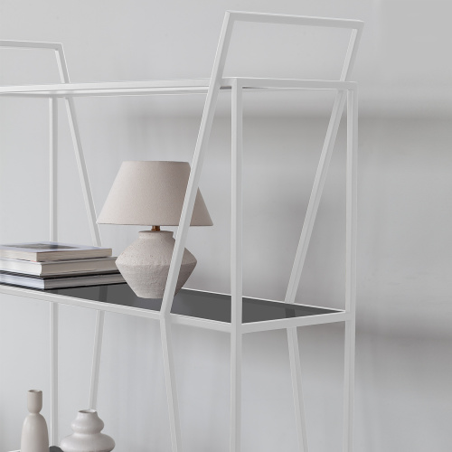 Стеллаж OSLO, белый, тонированное стекло, 100*33*171 фото 4