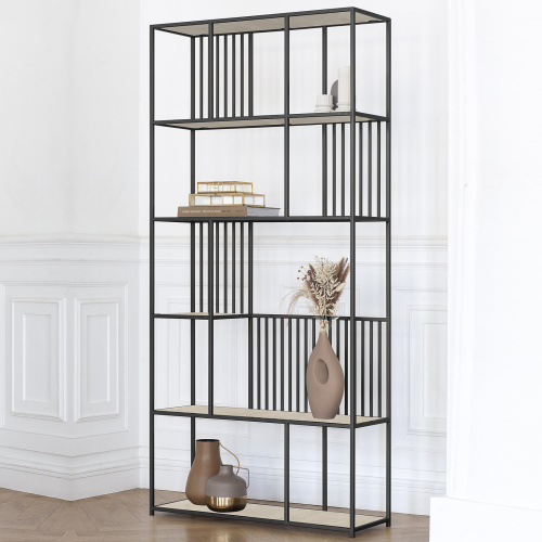 Стеллаж SOHO, черный, керамика слоновая кость, 192*90*30 фото 3