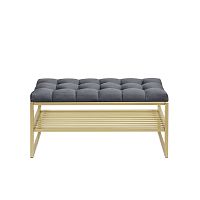 Банкетка RIMINI MINI, золотой, Mouse Grey, каретная стяжка, 85*40*45