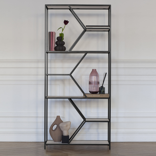 Стеллаж MALTA MINI, черный, керамика Ivory, 80*30*175 фото 2