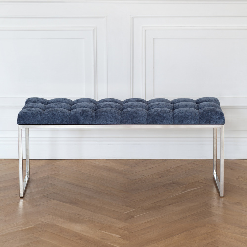 Банкетка ALBA, н/ж сталь, Steel Blue, каретная стяжка, 110*40*45