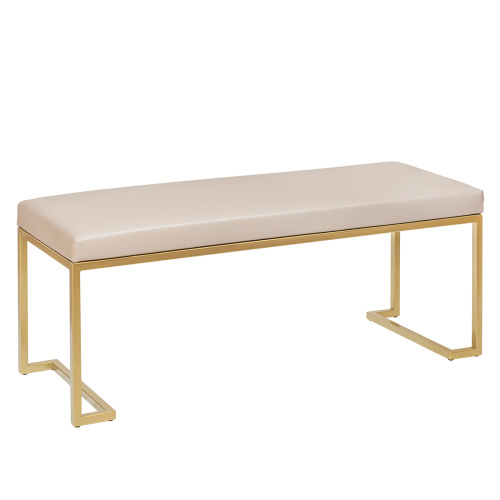 Банкетка OMEGA, золотая, экокожа Light Beige, 110*40*45 фото 7