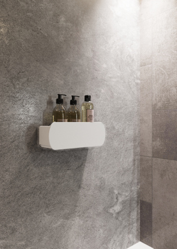 Полка для ванной комнаты OMEGA, 30 см, нерж. сталь, белая