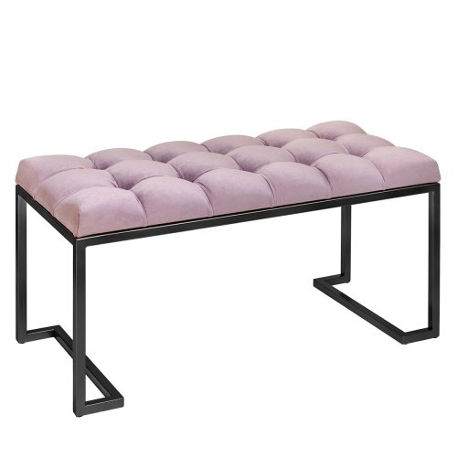 Банкетка OMEGA MINI, черная, Dusty Pink, каретная стяжка, 85*40*45 фото 2