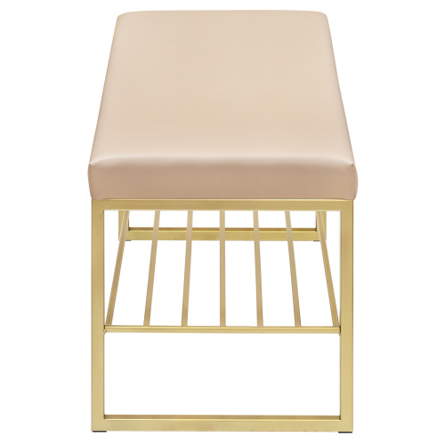 Банкетка RUBY MINI, золотой, экокожа Light Beige, 85*40*45 фото 4