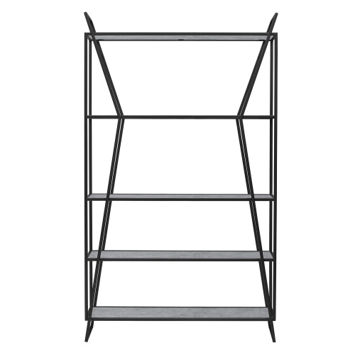 Стеллаж OSLO, черный, ЛДСП Бетон светлый, 100*33*171 фото 9