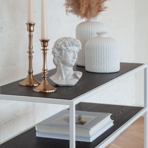 Консоль SKANDI, белая, ЛДСП черный, 100*35*81 фото 3