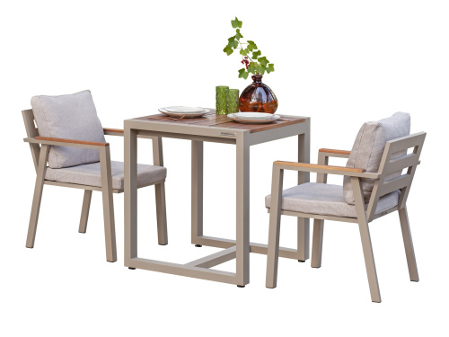 Набор садовый обеденный SANTORINI / 3 предмета: стол 70*70 и 2 стула / бежево-серый/серый (S2) фото 19