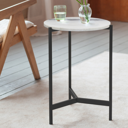 Столик кофейный ODRI, черный/мрамор, 43,5*43,5*60,5