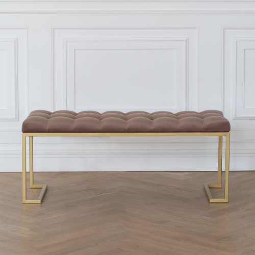 Банкетка OMEGA, золотая, Mocco, каретная стяжка, 110*40*45