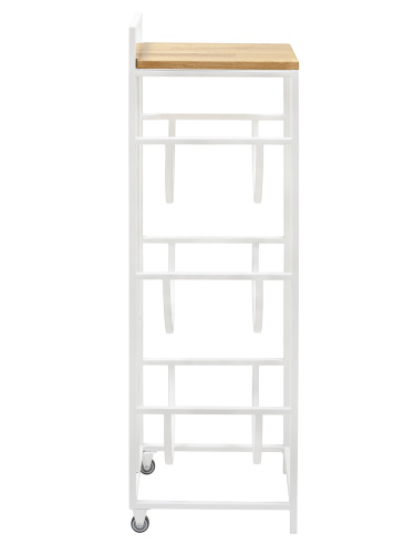 Подставка для 3 бутылок со столиком из дуба и с колесами, белая фото 7