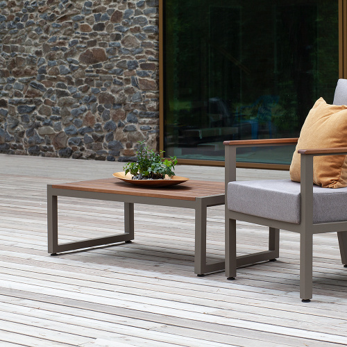 Стол уличный журнальный SANTORINI, алюминий PECAN, дерево фото 4