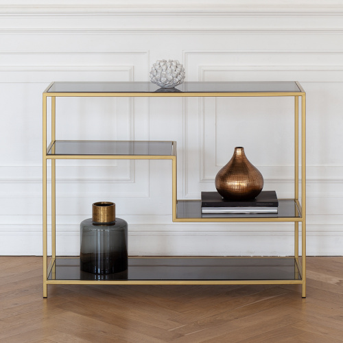 Консоль JAQLENE, золотая, тонированное стекло, 100*35*81 фото 2