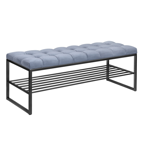 Банкетка RUBY, черная, Light Blue, каретная стяжка, 110*40*43,5 фото 2