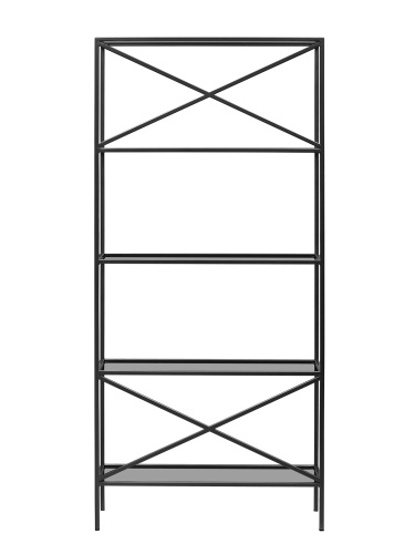 Стеллаж KARIN-800, черный, тонированное стекло, 80*30*175 фото 6