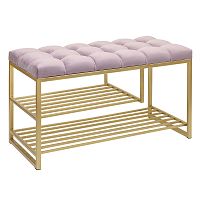 Обувница GARDA PLUS, золотая, Dusty Pink, каретная стяжка, 85*40*52