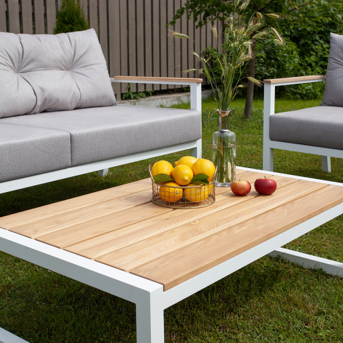 Набор садовой мебели SANTORINI диван, кресло, столик, белый цвет фото 2