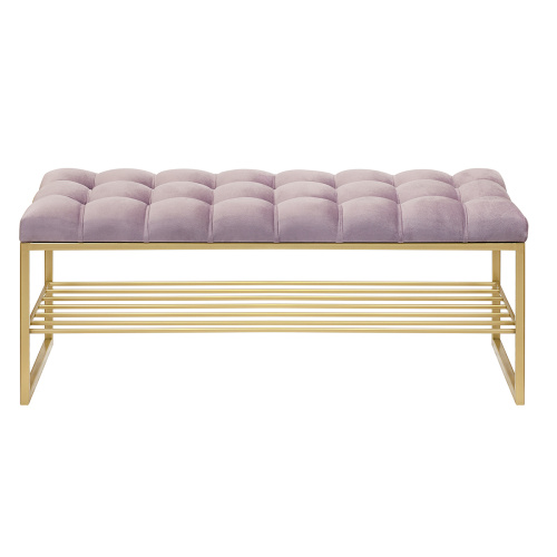 Банкетка RUBY, золотая, Dusty Pink, каретная стяжка, 110*40*45 фото 8