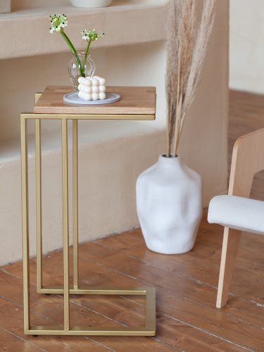Столик кофейный приставной, золотой